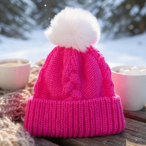 Turtle Fur Youth Lizzy Faux Fur Pom Hat Cap - Picture 1 of 8